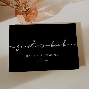 Libro De Visitas boda de caligrafía escrita a mano minimalista