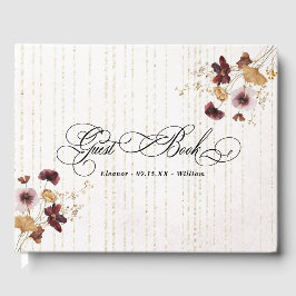 Libro De Visitas Boda de caligrafía floral acuarela de flores silve
