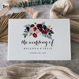 Libro De Visitas Boda de caligrafía floral de la Marina Rosa de Bor