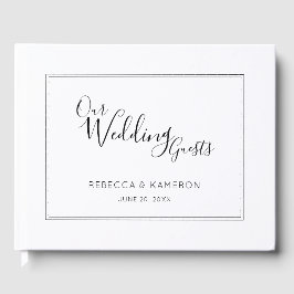 Libro De Visitas Boda de caligrafía mínima moderna en blanco y negr