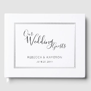 Libro De Visitas Boda de caligrafía mínima moderna en blanco y negr