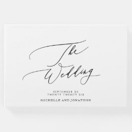 Libro De Visitas Boda de caligrafía moderna blanca y negra