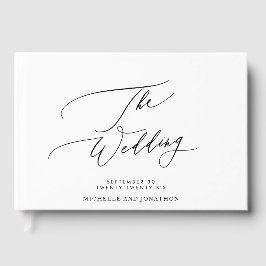 Libro De Visitas Boda de caligrafía moderna blanca y negra