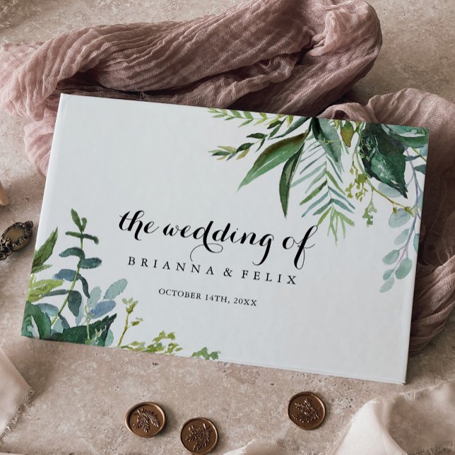 Libro De Visitas Boda de caligrafía moderna tropical verde (Subido por el creador)