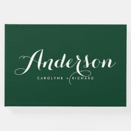 Libro De Visitas Boda de caligrafía moderna verde y blanca