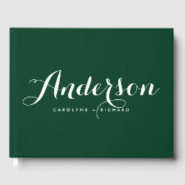 Libro De Visitas Boda de caligrafía moderna verde y blanca