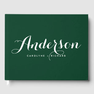 Libro De Visitas Boda de caligrafía moderna verde y blanca