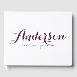 Libro De Visitas Boda de caligrafía Purple Modern