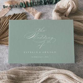 Libro De Visitas Boda de caligrafía verde blanca moderna