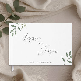 Libro De Visitas Boda de Caligrafía y Follaje Delicado
