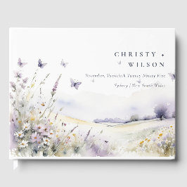 Libro De Visitas Boda de Campo de Mariposas de Flor Silvestre de Li