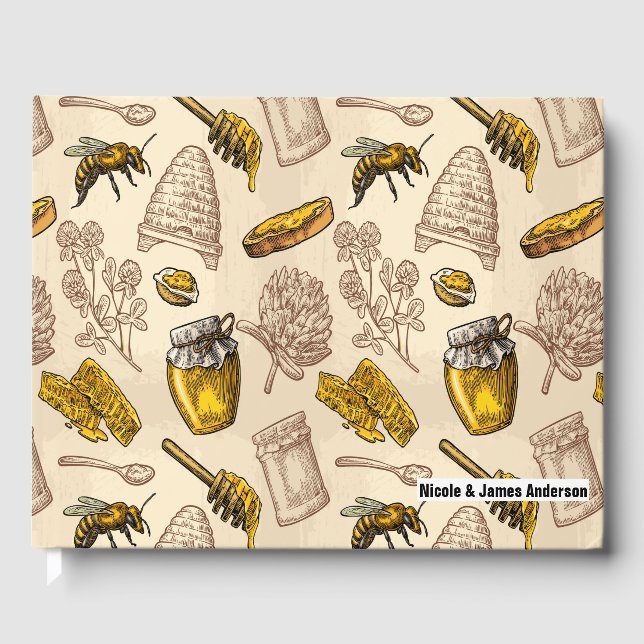 Libro De Visitas Boda de campo rústico de beehive de miel (Anverso)