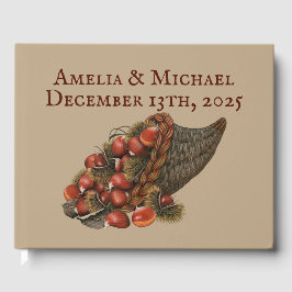 Libro De Visitas Boda de castañas de invierno marrón