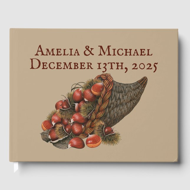 Libro De Visitas Boda de castañas de invierno marrón (Anverso)