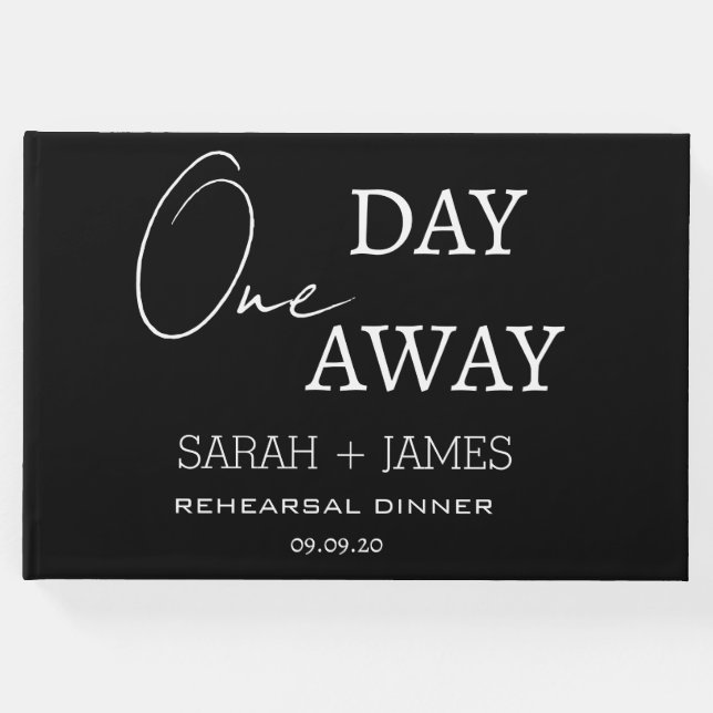 Libro De Visitas Boda de cena de ensayo Black One Day Away (Anverso)