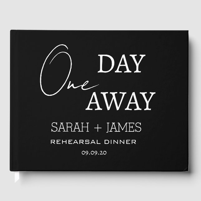 Libro De Visitas Boda de cena de ensayo Black One Day Away (Anverso)
