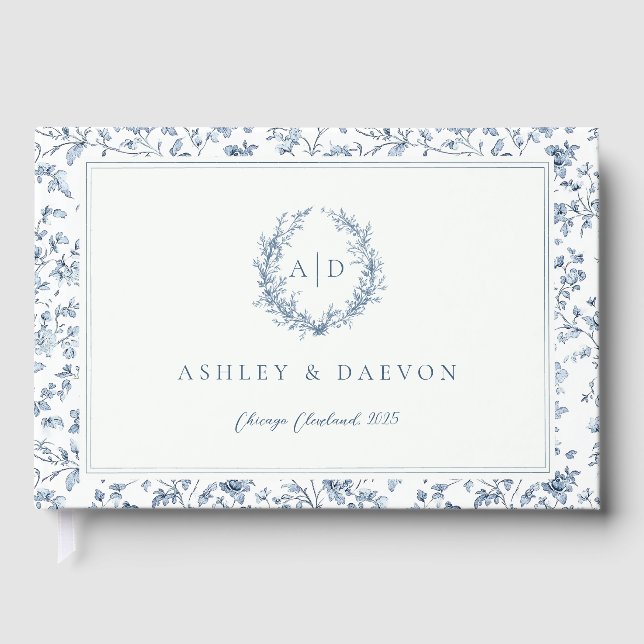 Libro De Visitas Boda de Chinoisería Azul (Anverso)
