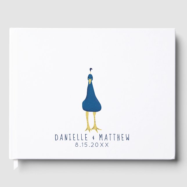 Libro De Visitas Boda de cola de pavo real con huella digital (Anverso)