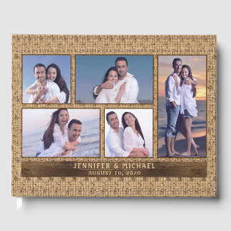 Libro De Visitas Boda de Collage de fotos de Instagram de Rustic Bu