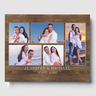 Libro De Visitas Boda de Collage de fotos de Instagram de Rustic Wo