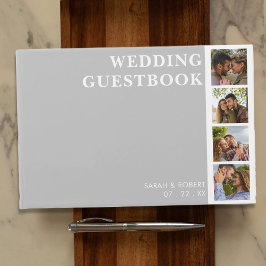 Libro De Visitas Boda De Collage Gris Y Blanco