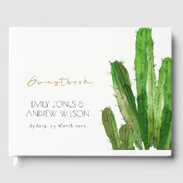 LIBRO DE VISITAS BODA DE COLOR DE AGUA DE LA FOLIAGE DE CACTUS DESE