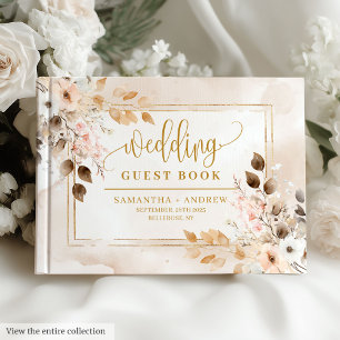 Libro De Visitas Boda de color marfil rosado marfil-oro indefinido