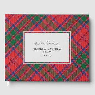Libro De Visitas Boda de contrapeso azul verde rojo de Plaid Clan G