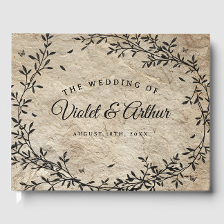 Libro De Visitas Boda de corona botánica vintage