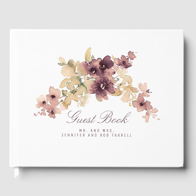 Libro De Visitas Boda de cosecha de malva y oro floral (Anverso)