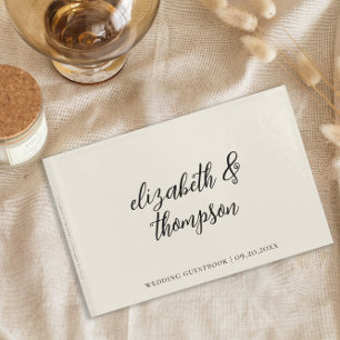 Libro De Visitas Boda de crema de script de elegancia simple