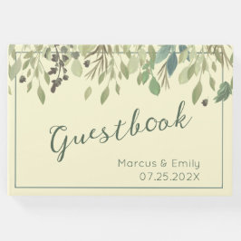 Libro De Visitas Boda de crema y eucalipto moderno