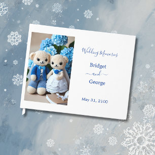 Libro De Visitas boda de crochet azul y blanco de ensueño