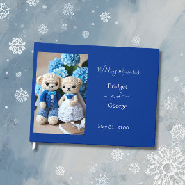 Libro De Visitas boda de crochet azul y blanco de ensueño