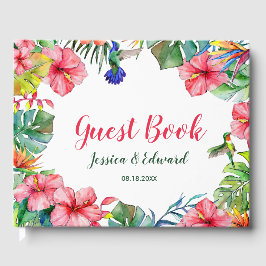 Libro De Visitas Boda de cuadro hawaiano tropical floral