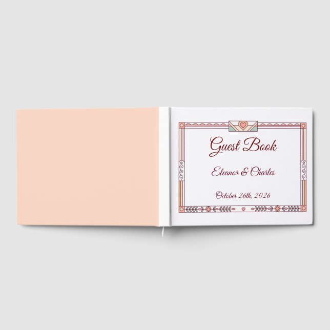 Libro De Visitas Boda de cuento de Art Deco (Lleno)