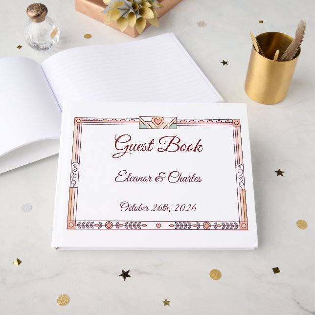 Libro De Visitas Boda de Cuento de Hadas Art Déco (Anverso Abierto)