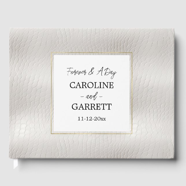 Libro De Visitas Boda de cuero blanco falso (Anverso)