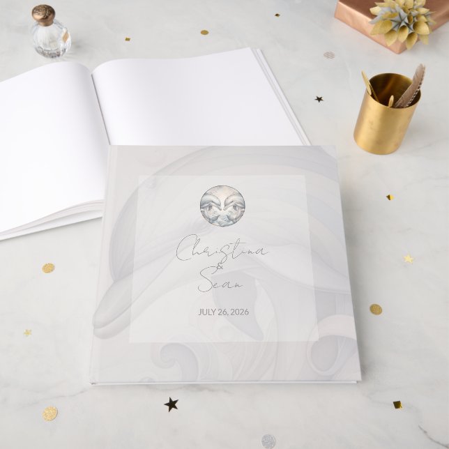Libro De Visitas Boda de delfines moderno (Anverso Abierto)