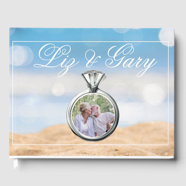 Libro De Visitas Boda de destino de foto de playa (Anverso)