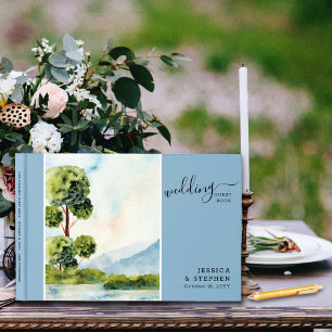 Libro De Visitas Boda de destino de la acuarela Evergreen Lake