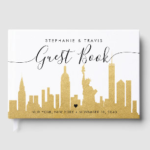 Libro De Visitas Boda de destino NYC Skyline Gold New York