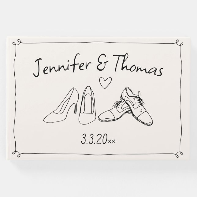 Libro De Visitas Boda de Doodle de Zapatos de mano ecléctica extrav (Anverso)