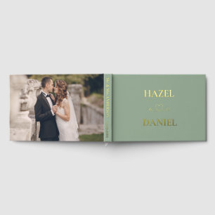 Libro De Visitas Boda de Ecología Verde y Relieve metalizado dorado