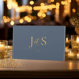 Libro De Visitas Boda de elegancia simple Iniciales Blue ID1022