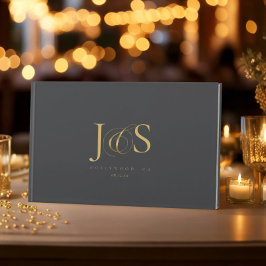 Libro De Visitas Boda de elegancia simple Iniciales Carbón ID1022