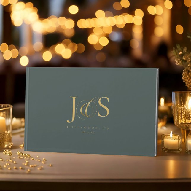 Libro De Visitas Boda de elegancia simple Iniciales Green ID1022 (Subido por el creador)