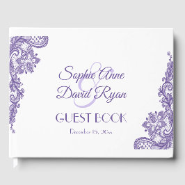 Libro De Visitas Boda de encaje ultravioleta moderno