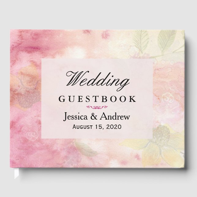 Libro De Visitas Boda de ensueño romántico floreado (Anverso)