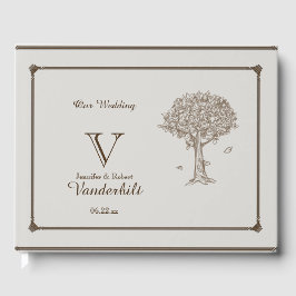 Libro De Visitas Boda de esbozo de árbol de roble